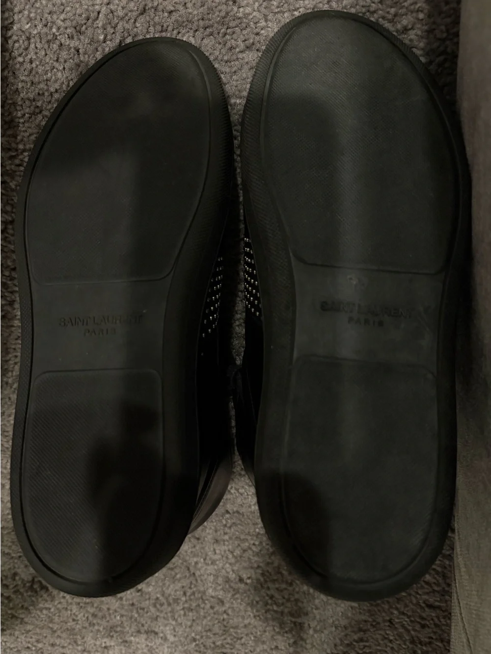 Yves Saint Laurent Black Leather Studded High Top Sneakers Size 39